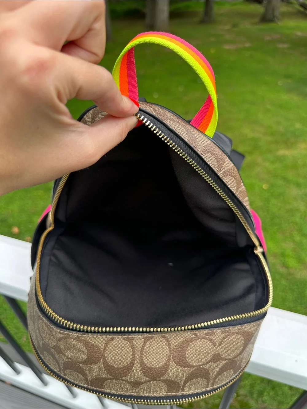 Coach Court Backpack in Color-block Signature Canvas C5808